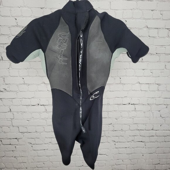 O'Neill Black & Grey Elite 2/1 MM Zipped Shorty Dive Wetsuit Youth Kids Size 8 - Picture 2 of 12